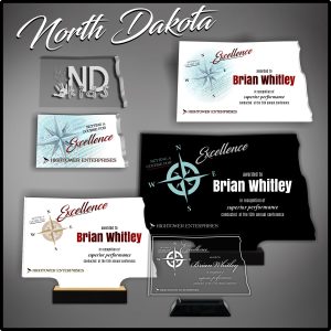North Dakota Acrylic State Shaped Award